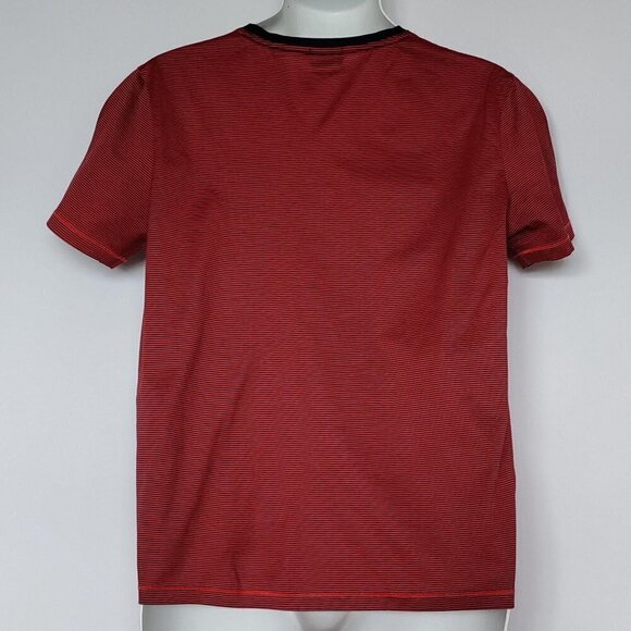 Hugo Boss Mercerized Cotton V Neck Shirt Red Blk L - Picture 2 of 4